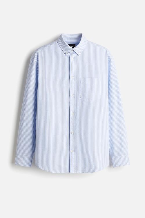 Regular fit oxford shirt - light blue striped