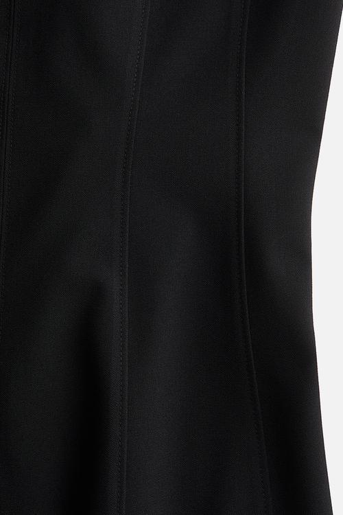 Flared-skirt twill dress - black