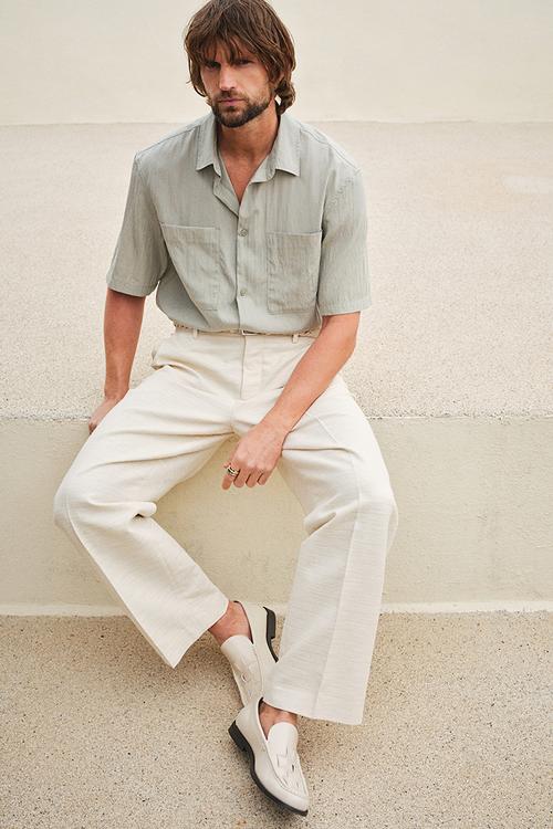 Regular fit utility shirt - beige