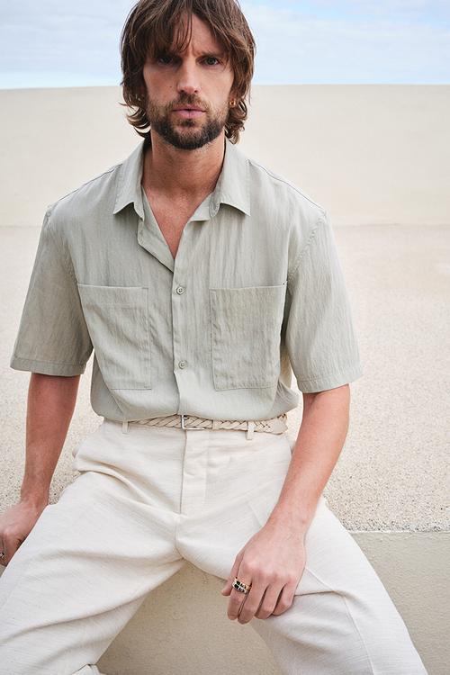 Regular fit utility shirt - beige