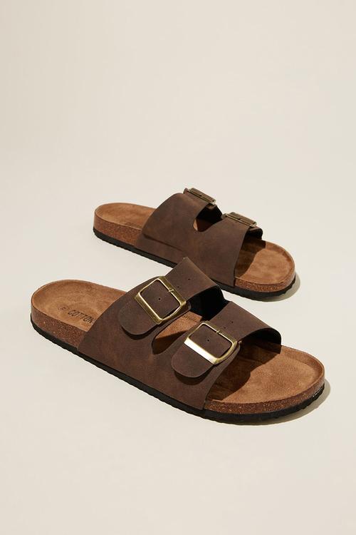 Double Buckle Sandal - Dark Chocolate.