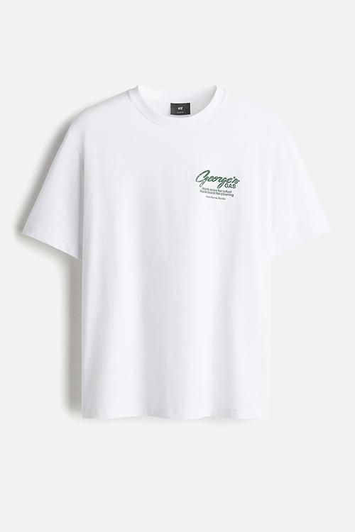 Loose fit printed t-shirt - white george's gas
