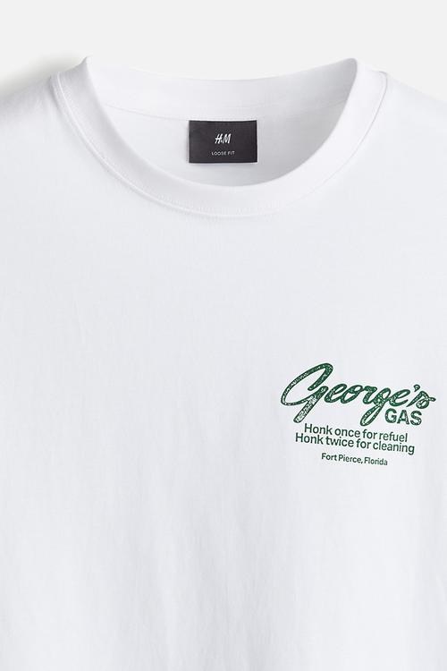 Loose fit printed t-shirt - white george's gas