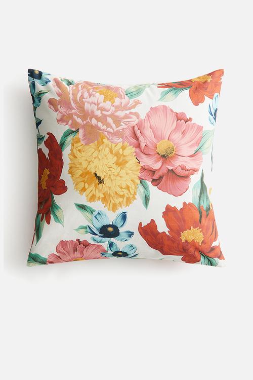 Patterned cushion cover - white floral