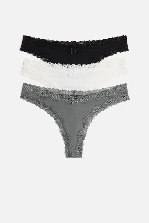 3-Pack microfibre and lace brazilian briefs - multi