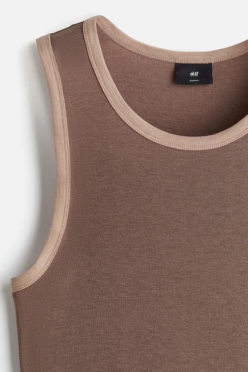 Slim fit vest top - brown