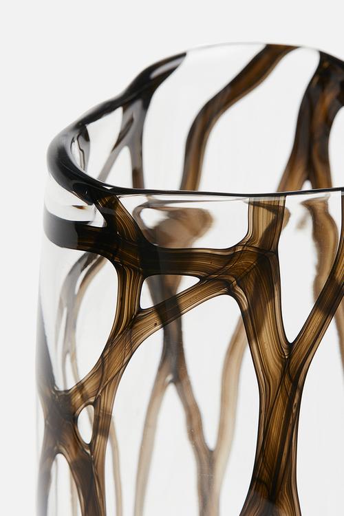 Large glass vase - clear glass black 