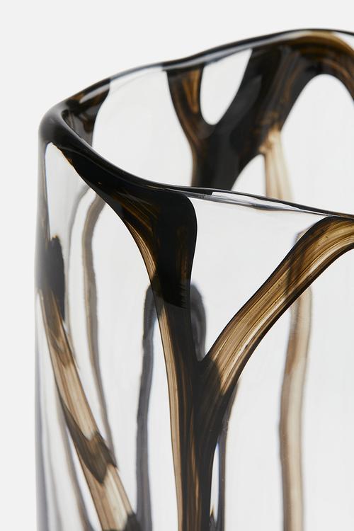 Glass vase - clear glass black 