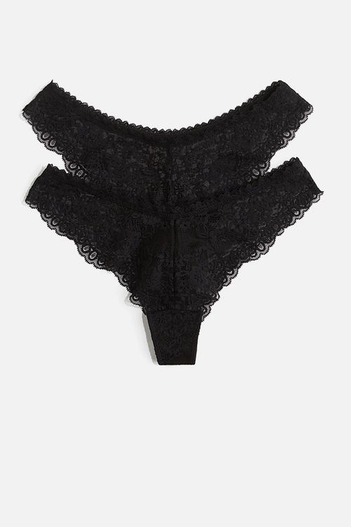 2-pack lace brazilian briefs - black
