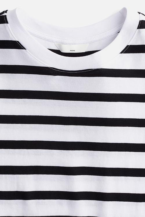 Mama cotton T-shirt - white & black striped 