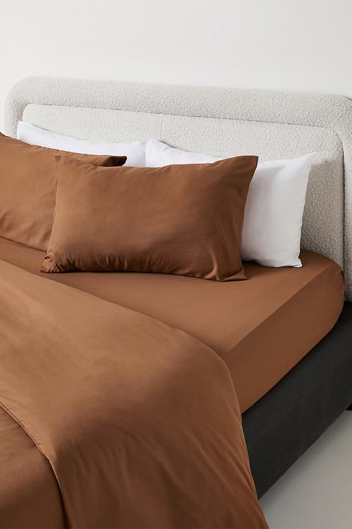 Recycled microfibre fitted sheet Terracotta