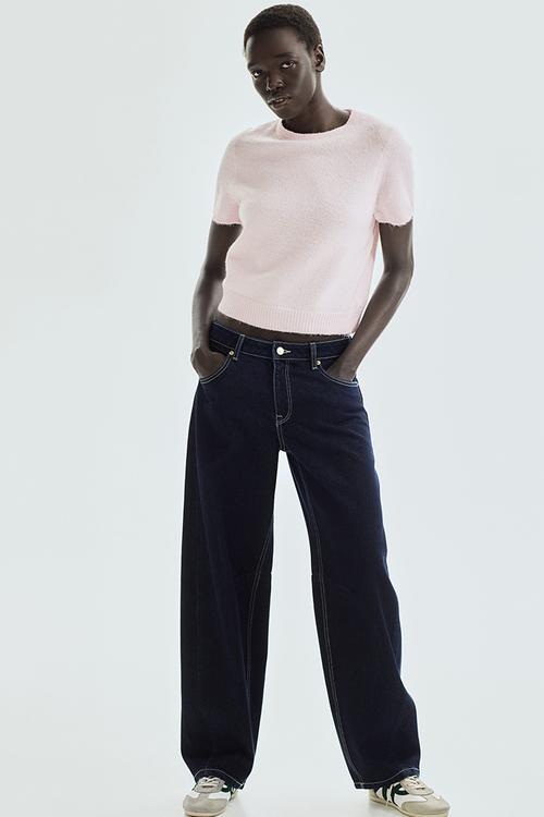 Fine-knit t-shirt - light pink