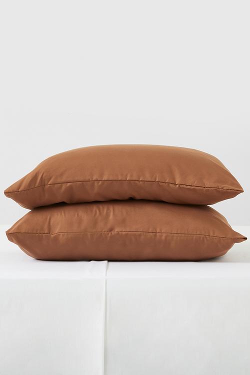 Recycled microfibre standard pillowcase set Terracotta