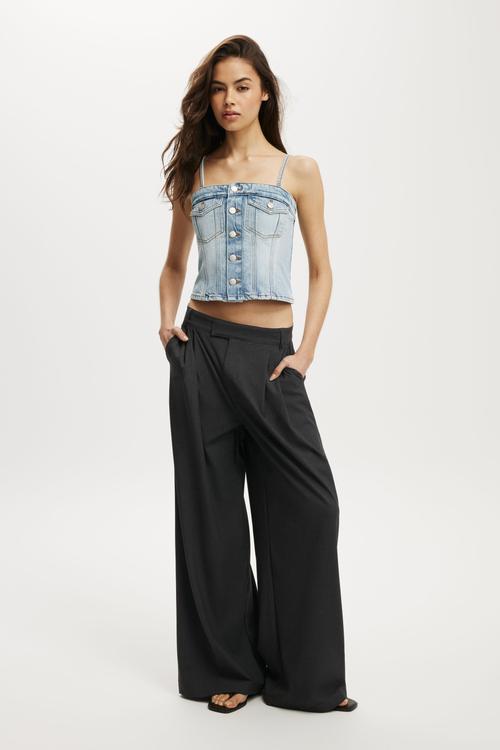 Denim button top - charli blue