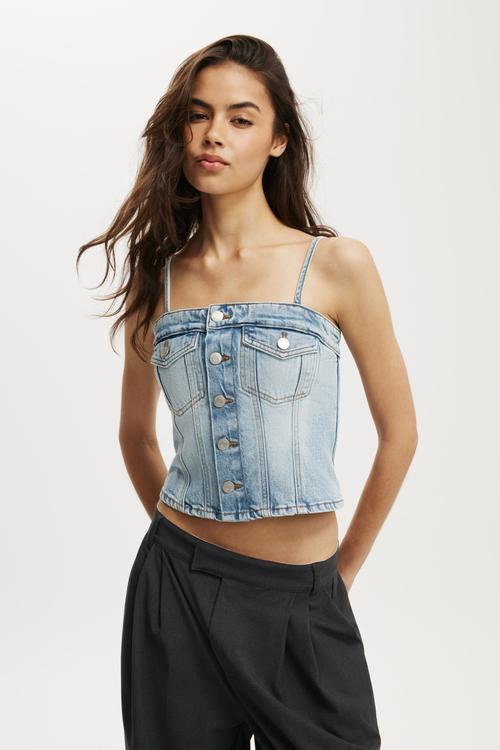 Denim button top - charli blue