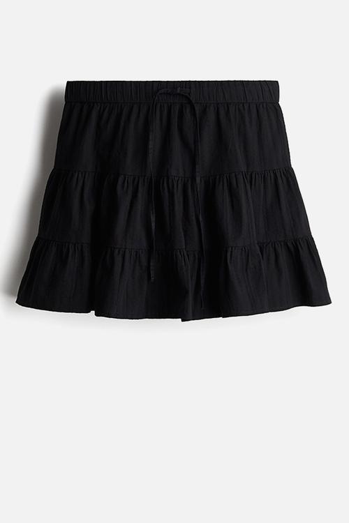 Flared cotton skirt - black