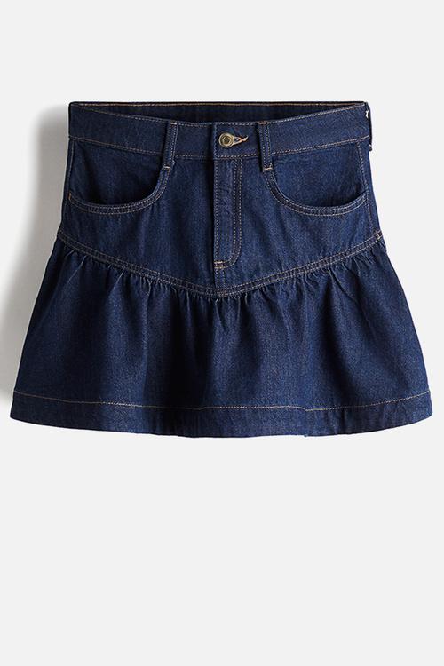 Peplum-hem denim skirt - dark denim blue
