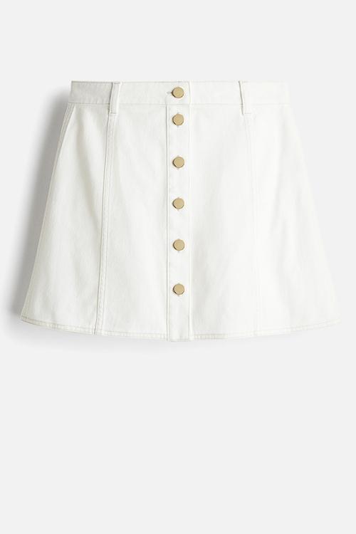 A-line denim mini skirt - cream