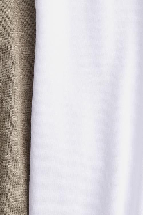 Mama 2-pack cotton vest tops - khaki green & white 