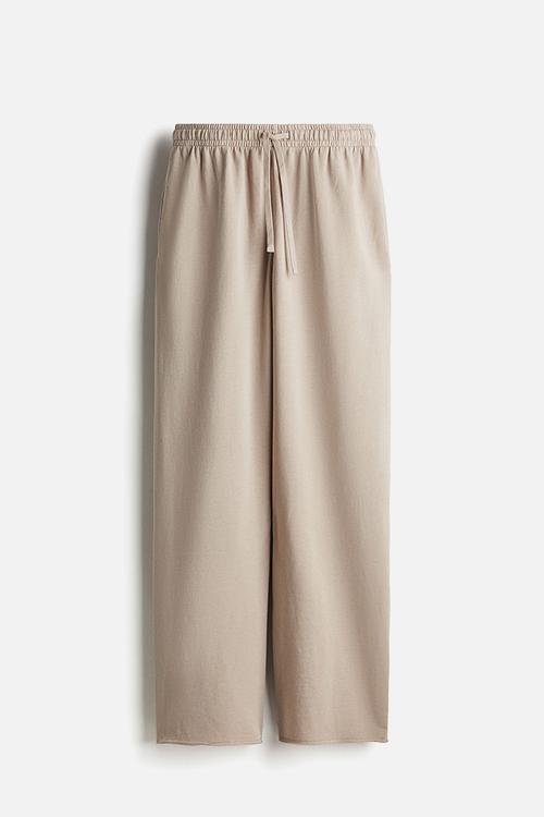 Washed cotton sweatpants - beige