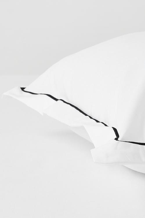 Oxford Satin Stitch std 2pk pillow case - white & black