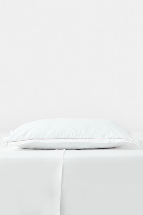 Oxford Satin Stitch King pillow case - white & natural