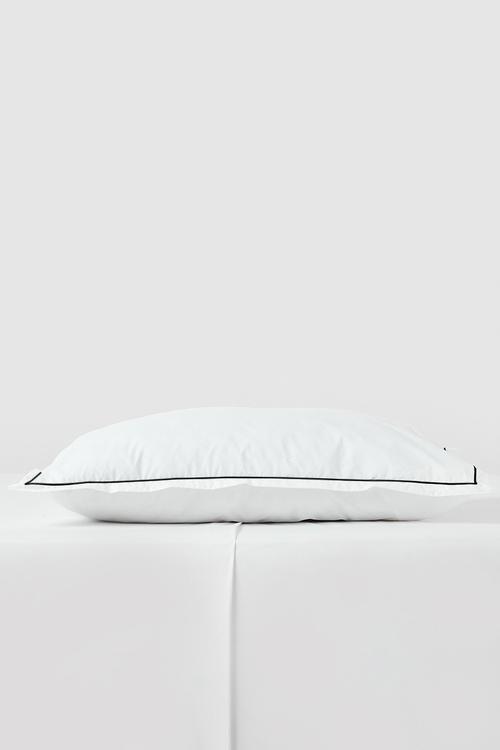 Oxford Satin Stitch King pillow case - white & black