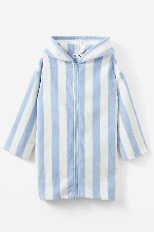 Kids Zip Thru Hooded Towel - Dawn Blue/Bold Stripe
