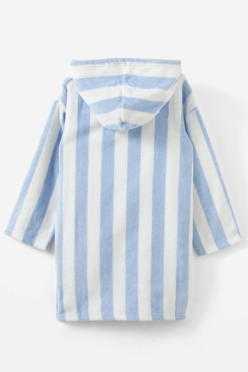 Kids Zip Thru Hooded Towel - Dawn Blue/Bold Stripe