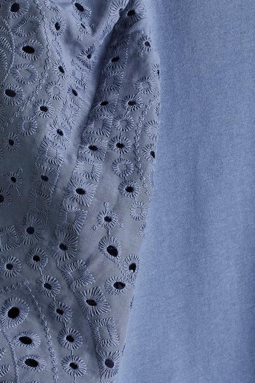 Balloon-sleeved top - dusty blue