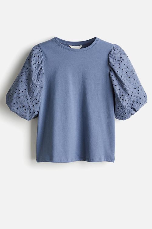 Balloon-sleeved top - dusty blue