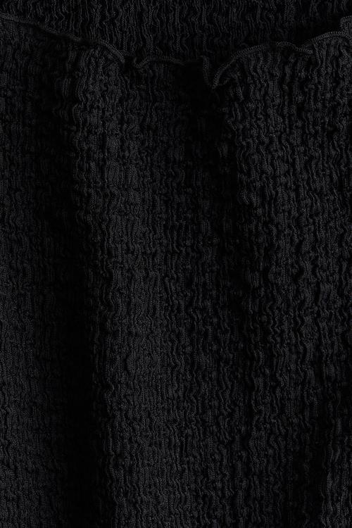Overlock-detail crinkled dress - black