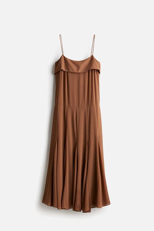 Chiffon strappy dress - brown