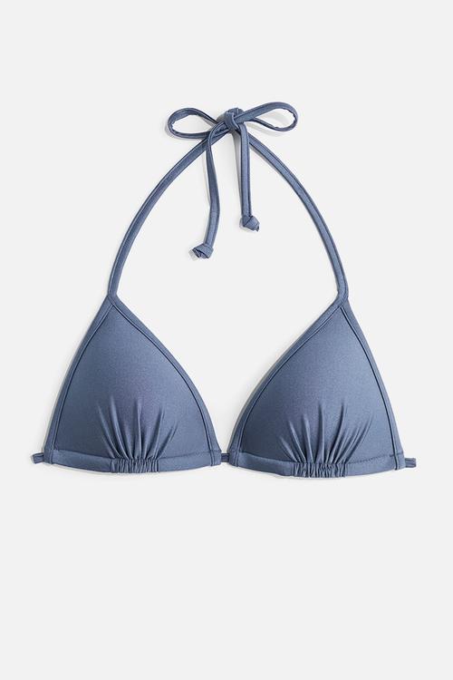Push-up triangle bikini top - dusty blue