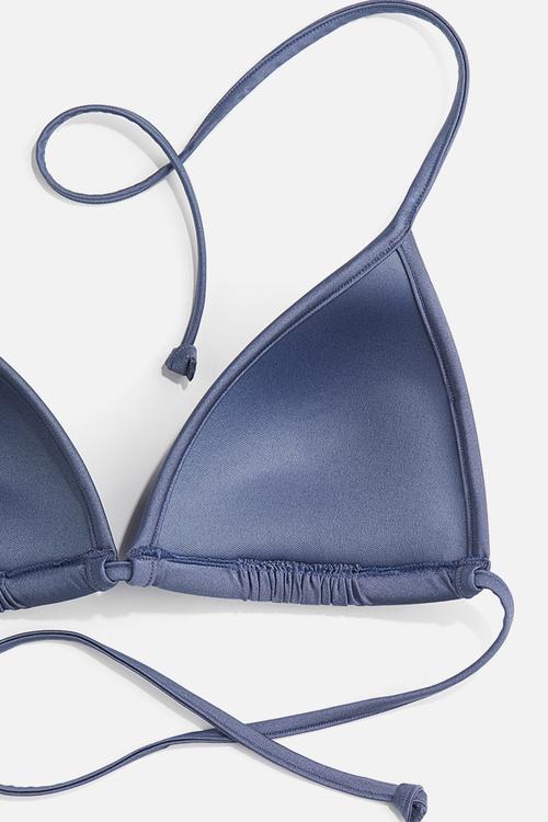 Push-up triangle bikini top - dusty blue