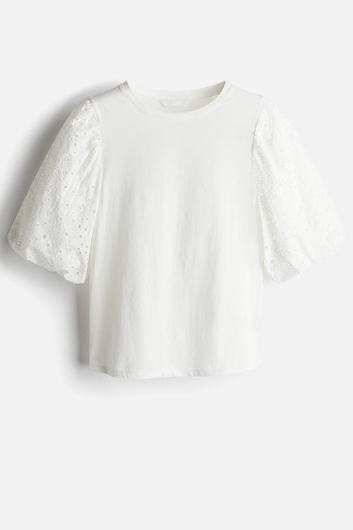 Balloon-sleeved top - white