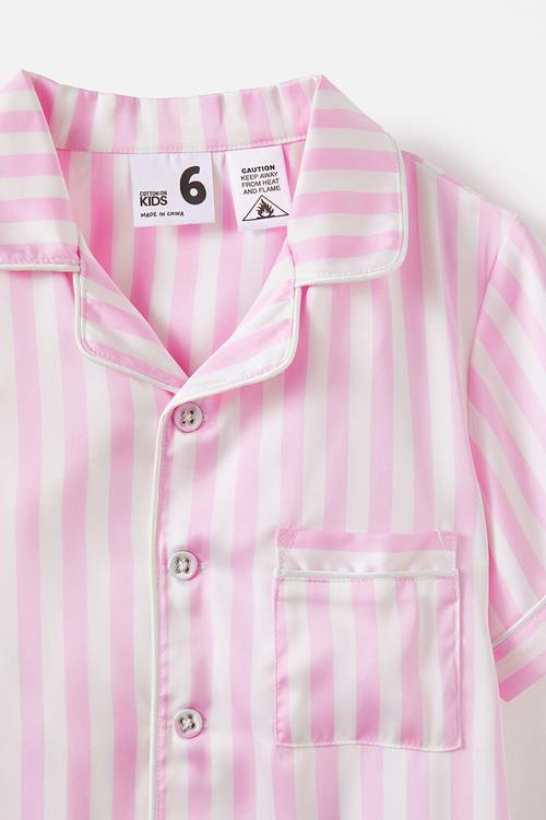Casey short sleeve pyjama set - poppy stripe/fairy pink