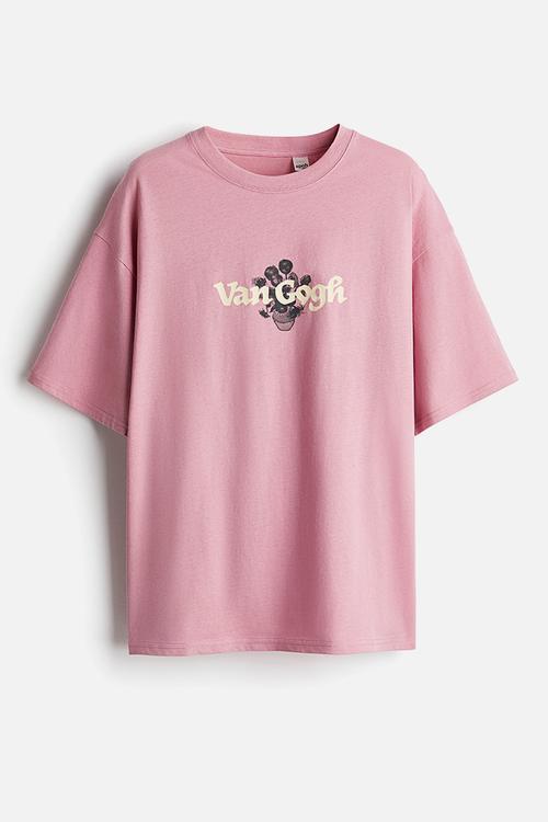 Oversized printed t-shirt - dusty pink apoh
