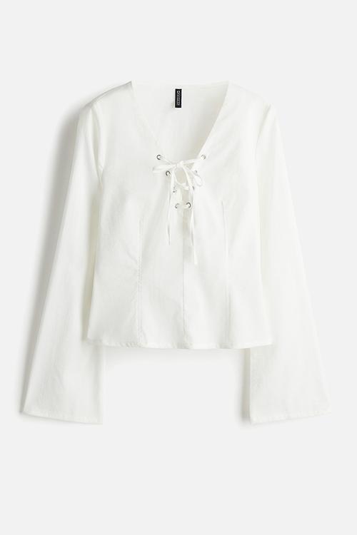 Lacing-detail top - cream 