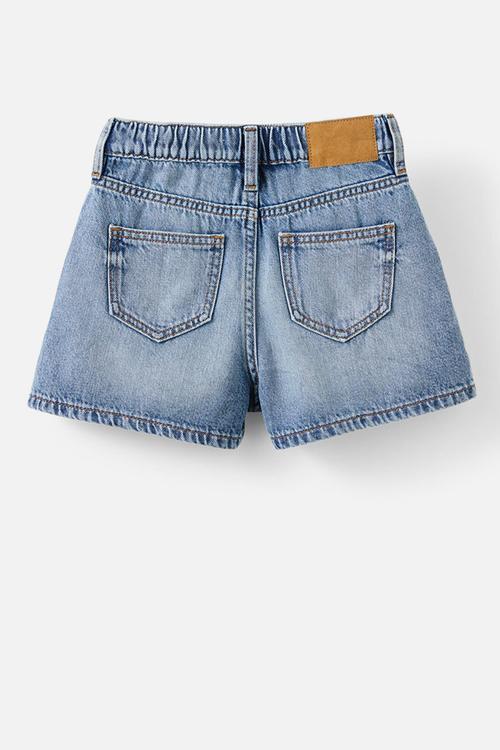 Sarai pleat front denim short - blue haven mid blue