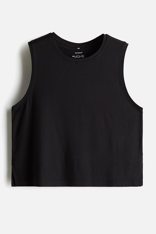 Boxy-style sports vest top with drymove™ - black