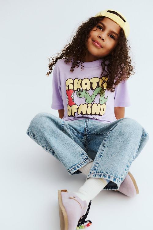 Poppy oversize graphic print tee - vintage lilac/skate of mind