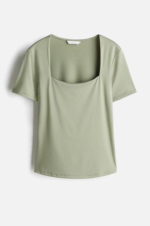 Square-neck top - sage green