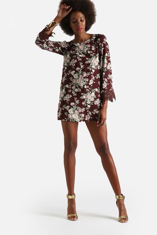 Floral & Lace Trim Dress