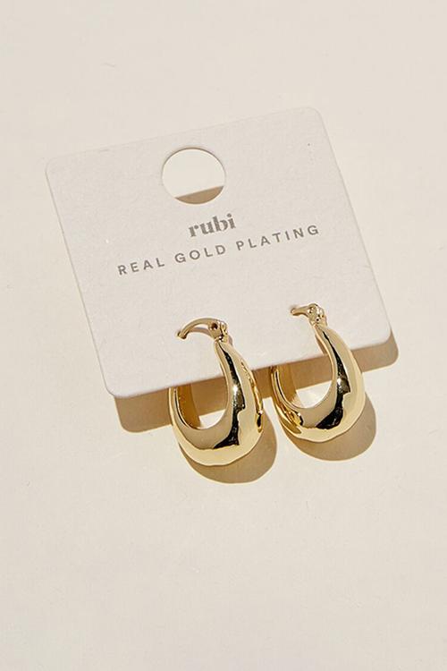 Mid hoop earring- gold plated molten hoop