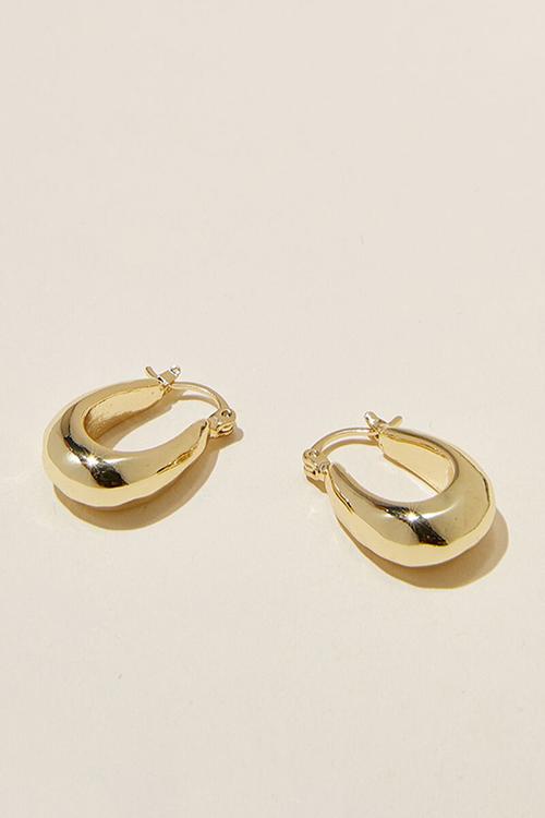 Mid hoop earring- gold plated molten hoop