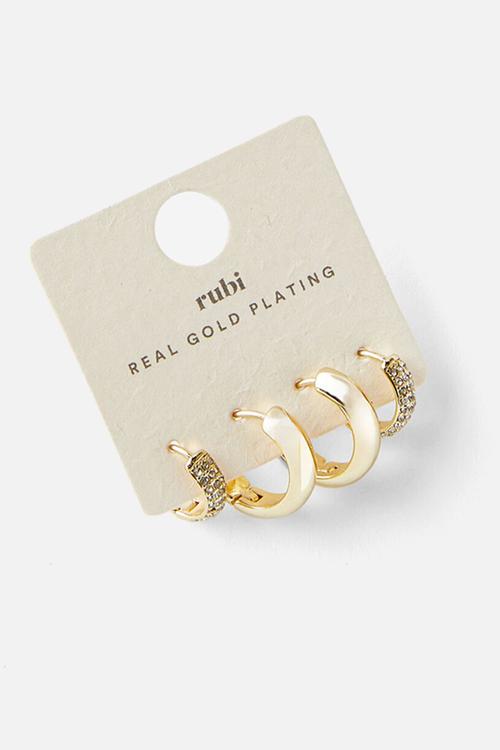 Mid Earring - gold plated pave diamante