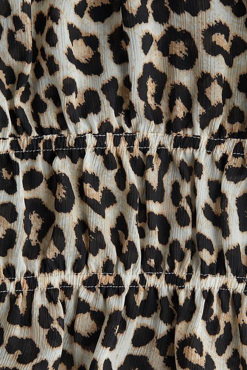 Crinkled blouse - white & leopard print 
