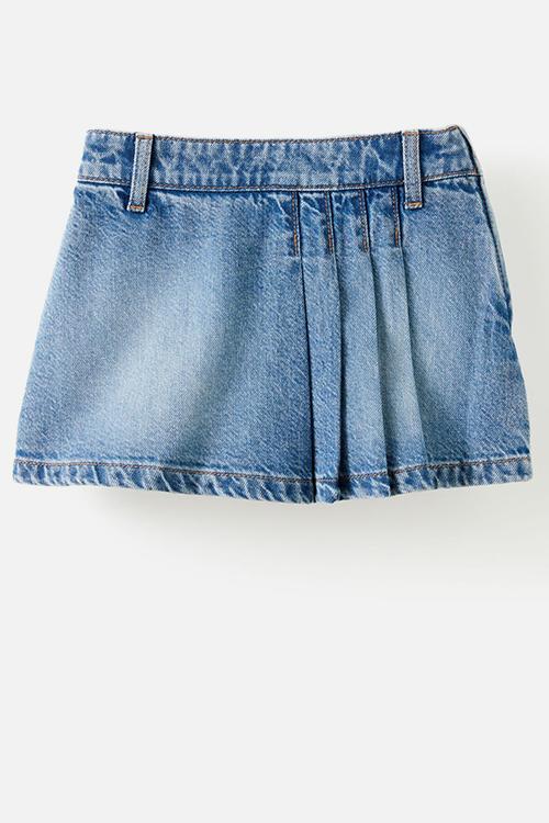 Pleat front denim skort - blue haven mid blue