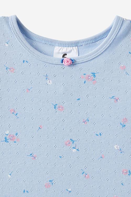 Evie short/long pyjama set - dawn blue/ditsy daisy